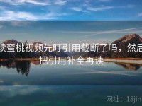 读蜜桃视频先盯引用截断了吗，然后把引用补全再读