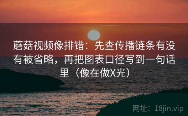 蘑菇视频像排错：先查传播链条有没有被省略，再把图表口径写到一句话里（像在做X光）